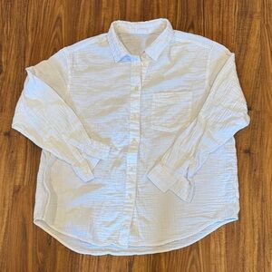 White gauze white casual shirt